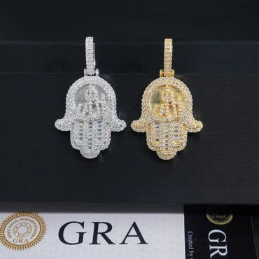 Unisex Hip Hop Moissanite Pendant – 925 Sterling Silver Iced-Out Moissanite Necklace Charm - CaratixJewelry