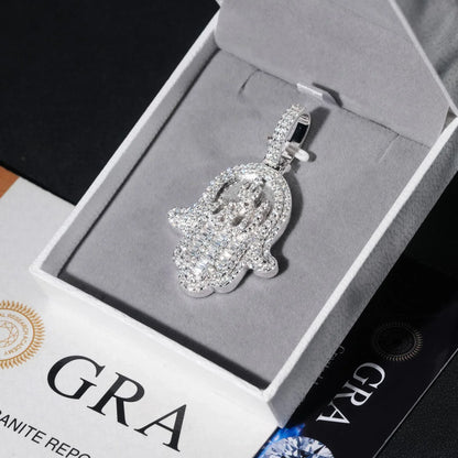 Unisex Hip Hop Moissanite Pendant – 925 Sterling Silver Iced-Out Moissanite Necklace Charm - CaratixJewelry