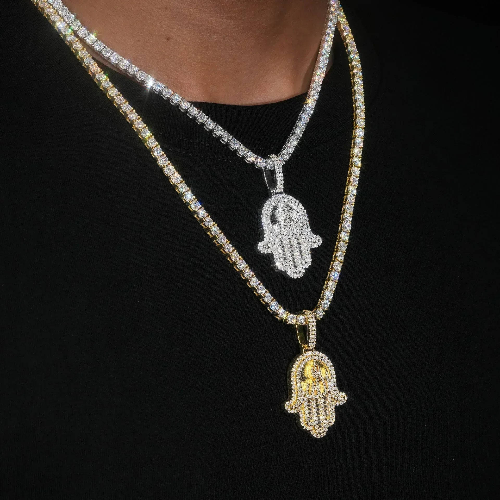 Unisex Hip Hop Moissanite Pendant – 925 Sterling Silver Iced-Out Moissanite Necklace Charm - CaratixJewelry