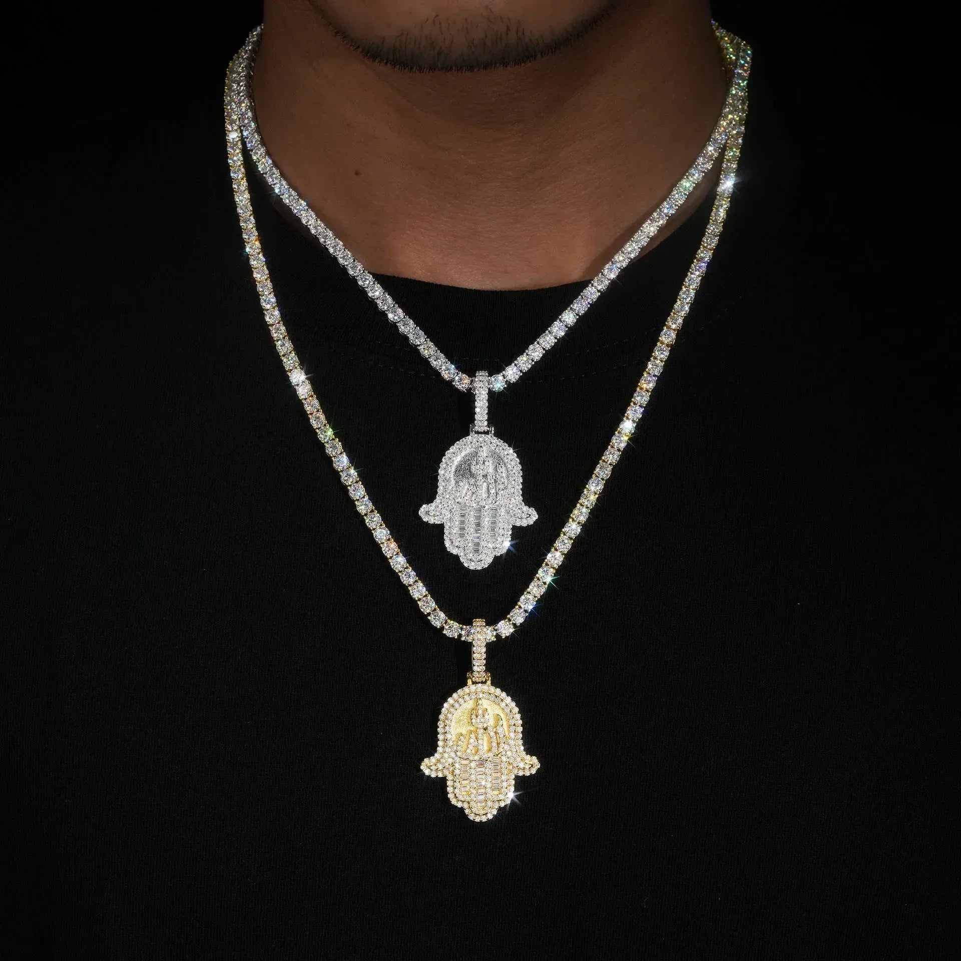 Unisex Hip Hop Moissanite Pendant – 925 Sterling Silver Iced-Out Moissanite Necklace Charm - CaratixJewelry