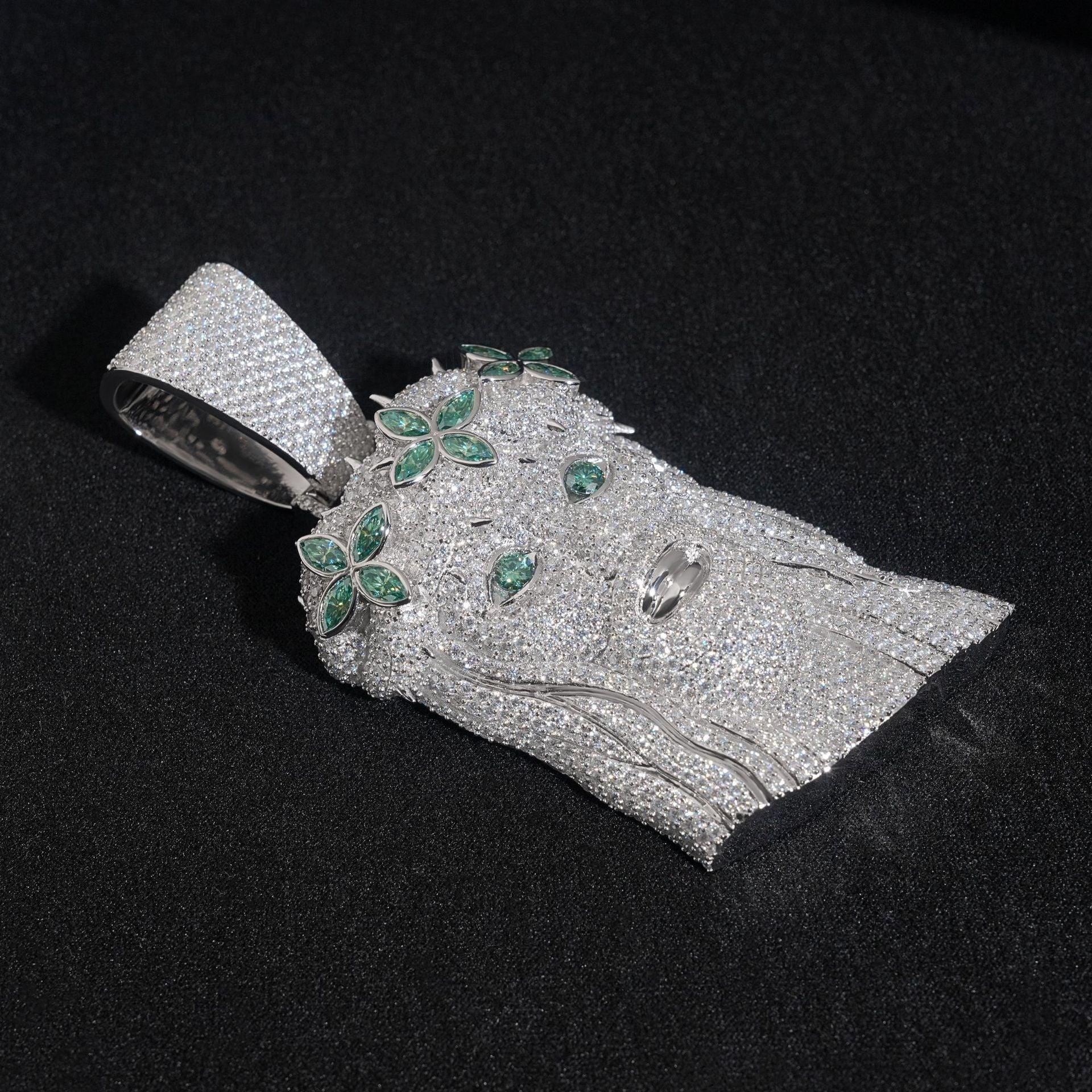 Unisex Jesus Head Pendant – Natural Moissanite 925 Sterling Silver Hip Hop Jewelry - CaratixJewelry