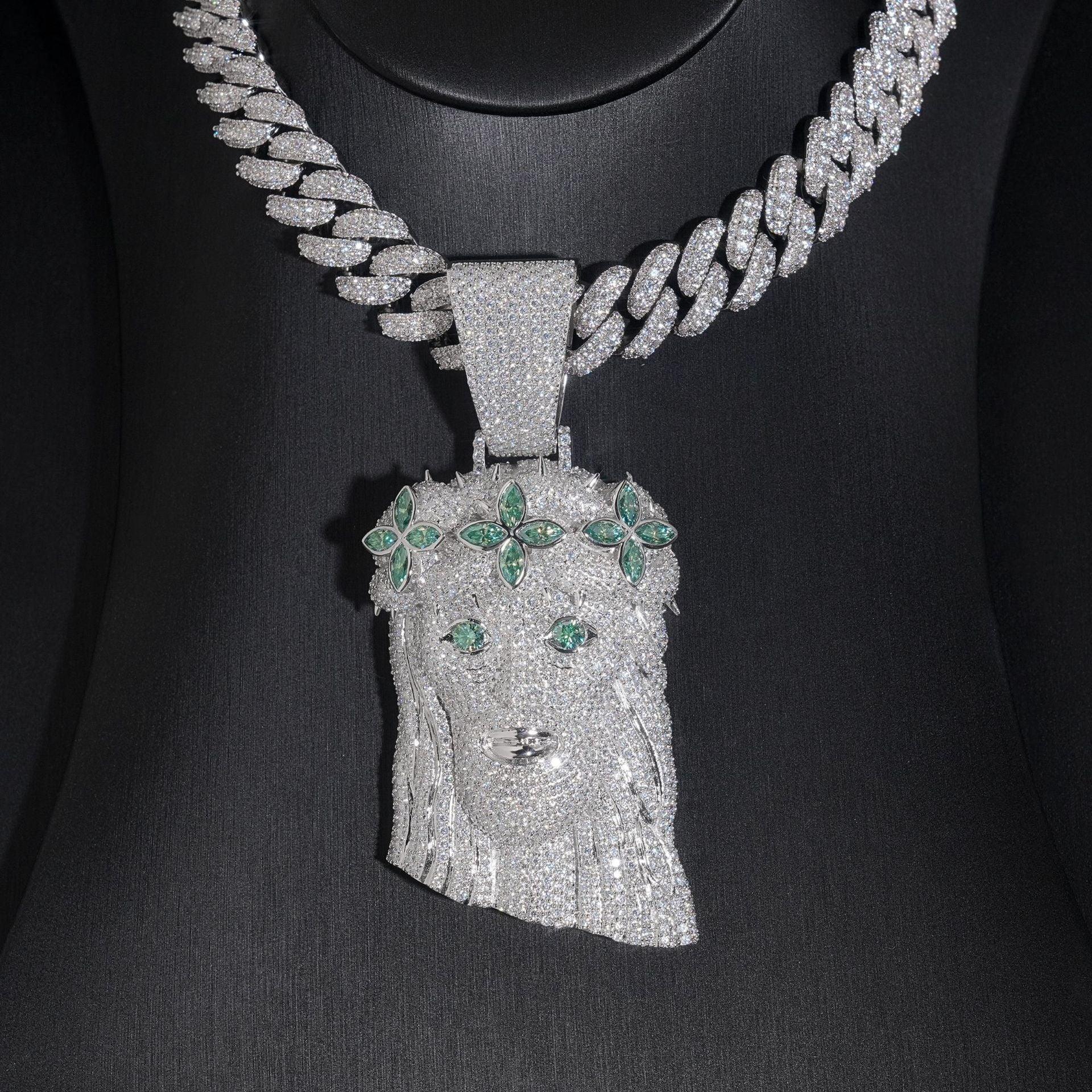 Unisex Jesus Head Pendant – Natural Moissanite 925 Sterling Silver Hip Hop Jewelry - CaratixJewelry