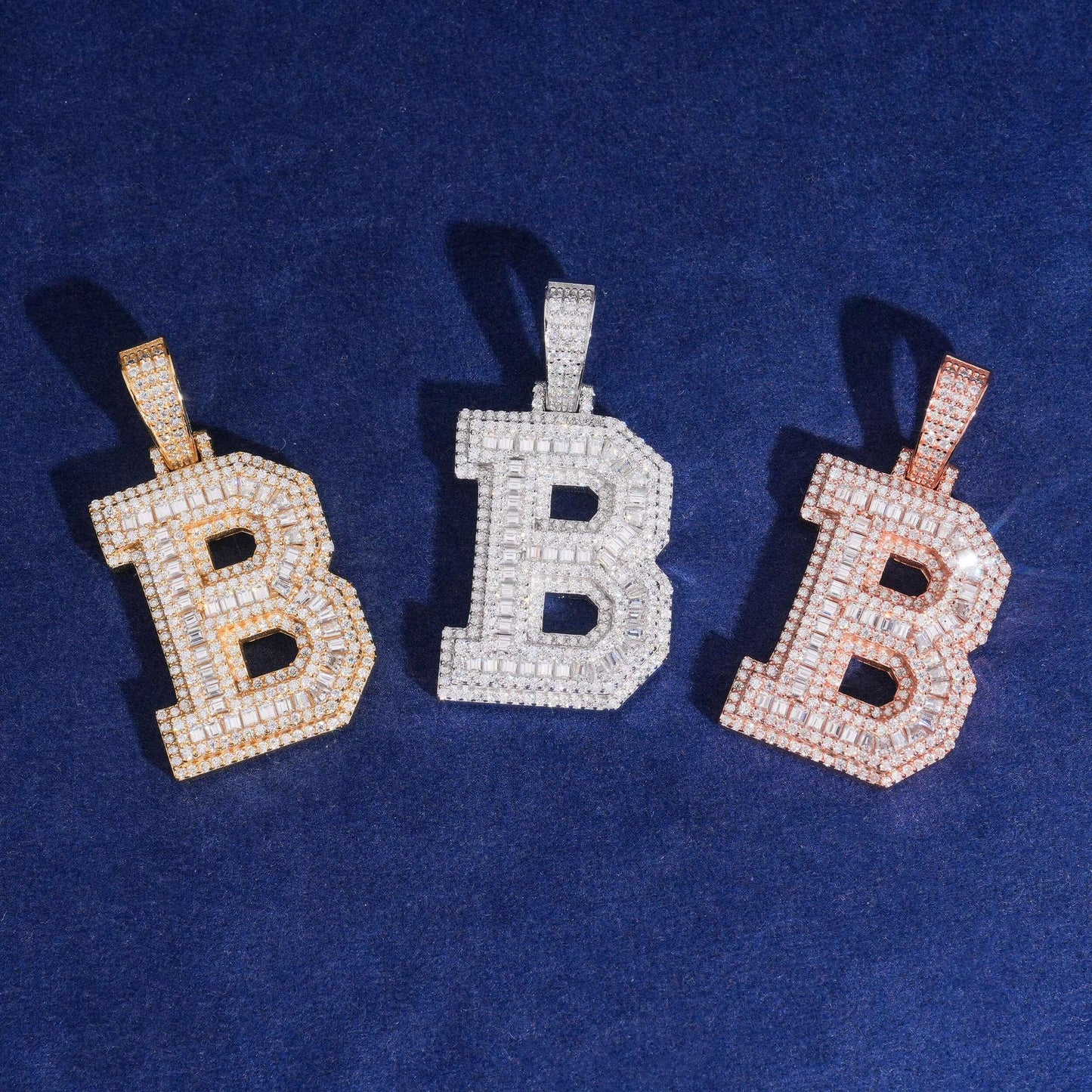 Unisex Letter Pendant – 925 Sterling Silver Moissanite Hip Hop Iced-Out Alphabet Jewelry - CaratixJewelry