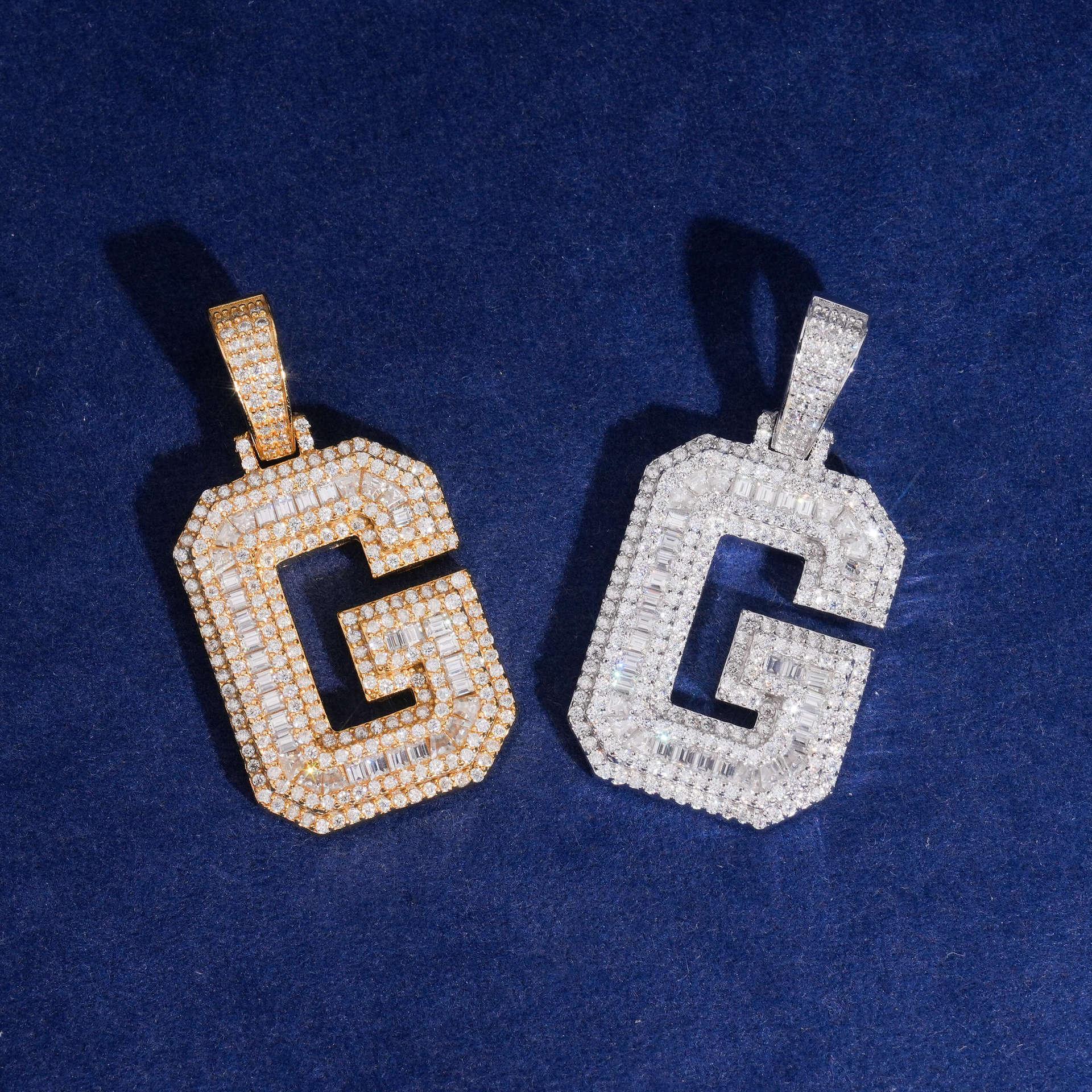 Unisex Letter Pendant – 925 Sterling Silver Moissanite Hip Hop Iced-Out Alphabet Jewelry - CaratixJewelry