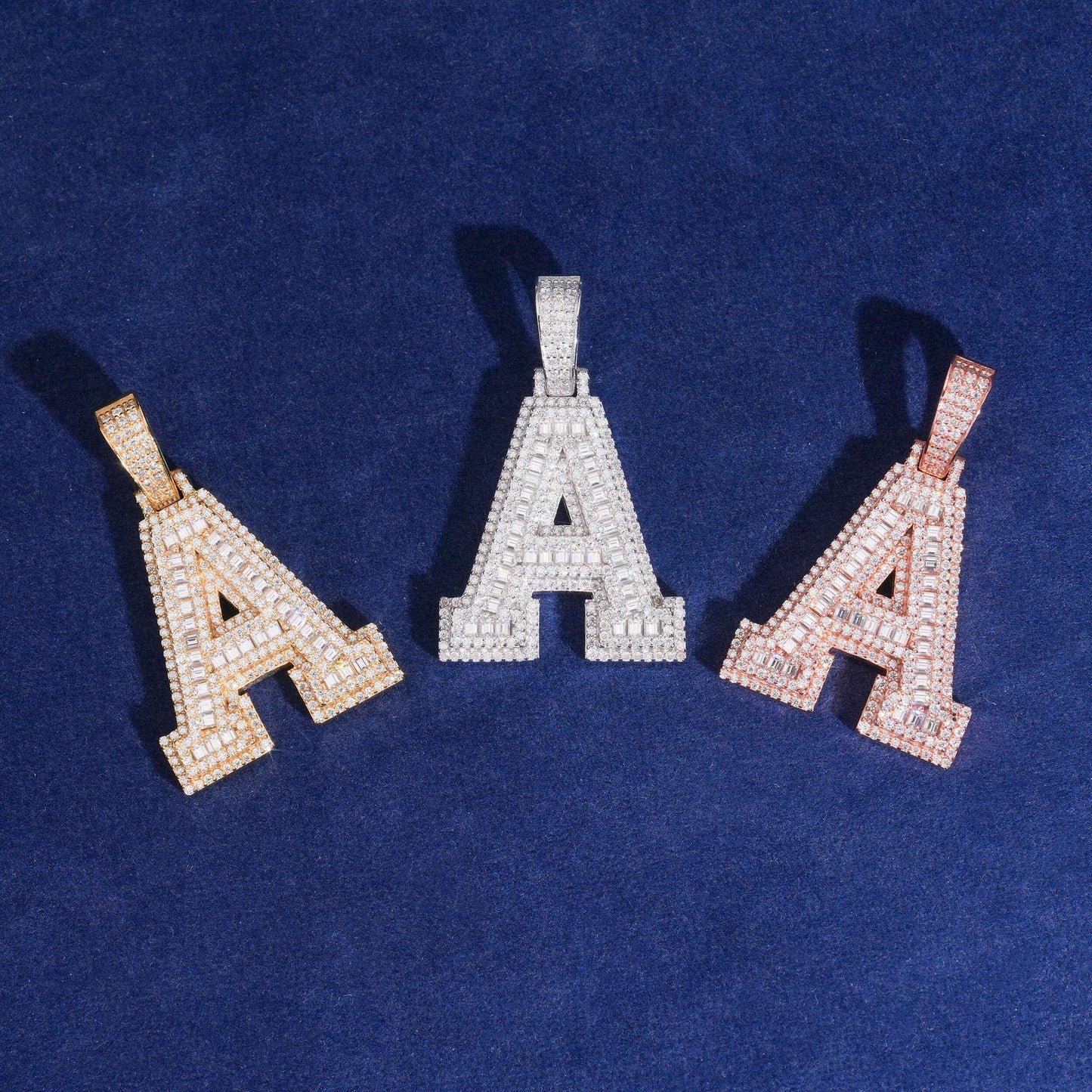 Unisex Letter Pendant – 925 Sterling Silver Moissanite Hip Hop Iced-Out Alphabet Jewelry - CaratixJewelry