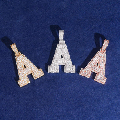 Unisex Letter Pendant – 925 Sterling Silver Moissanite Hip Hop Iced-Out Alphabet Jewelry - CaratixJewelry