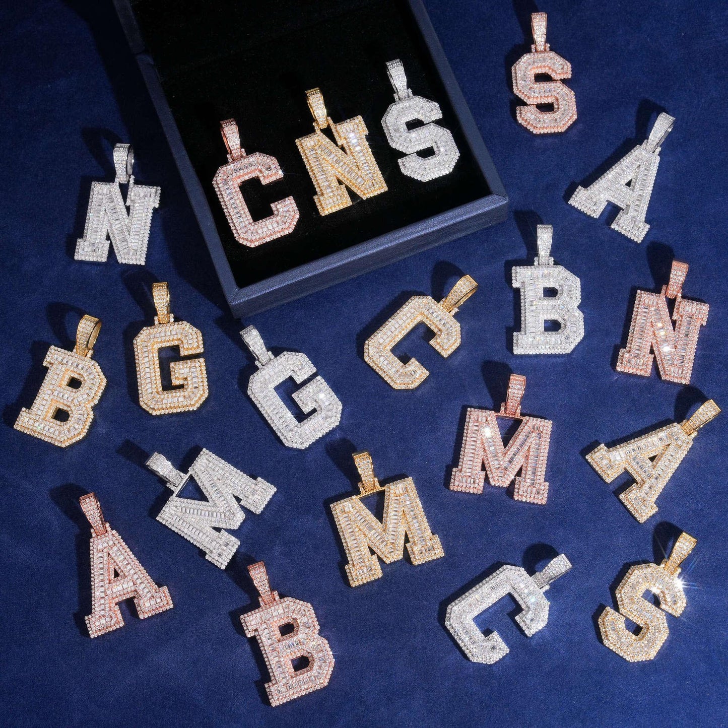 Unisex Letter Pendant – 925 Sterling Silver Moissanite Hip Hop Iced-Out Alphabet Jewelry - CaratixJewelry