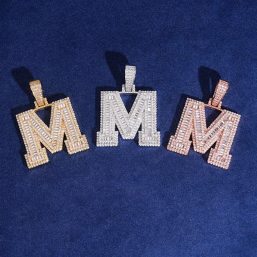 Unisex Letter Pendant – 925 Sterling Silver Moissanite Hip Hop Iced-Out Alphabet Jewelry - CaratixJewelry