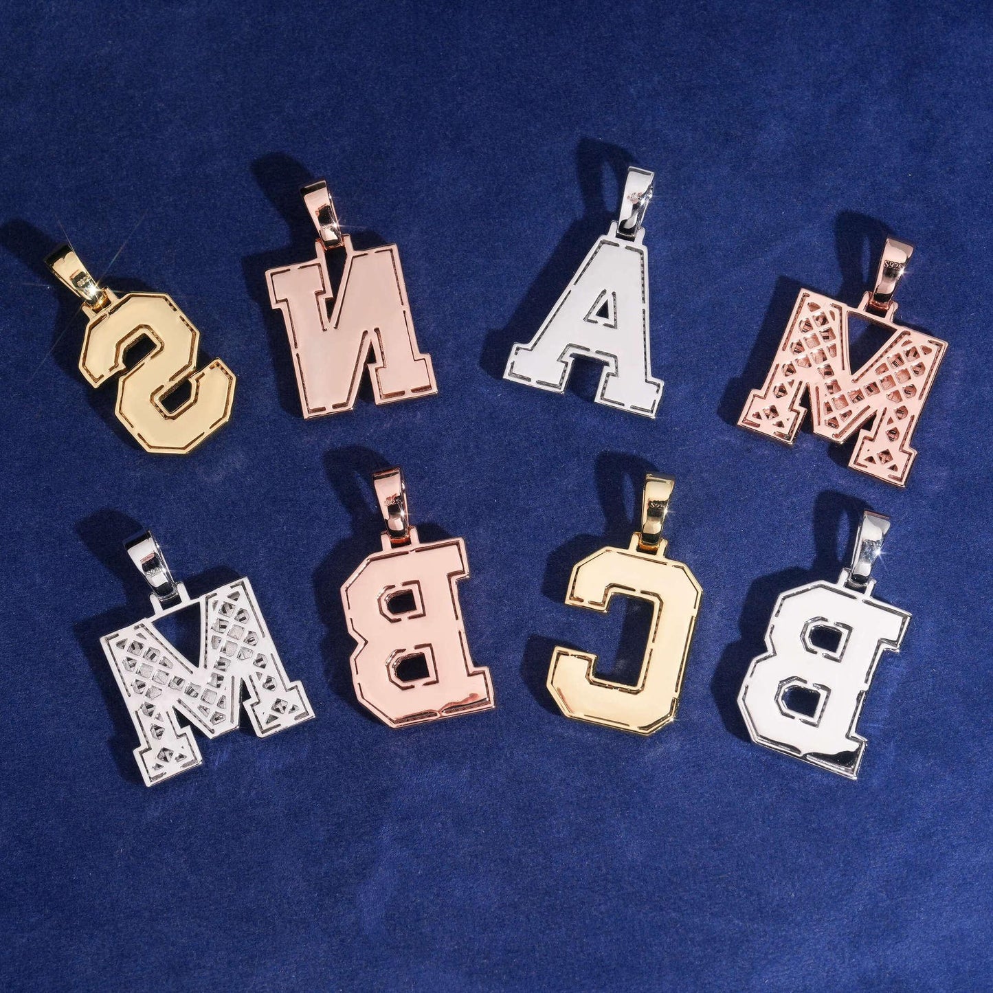 Unisex Letter Pendant – 925 Sterling Silver Moissanite Hip Hop Iced-Out Alphabet Jewelry - CaratixJewelry