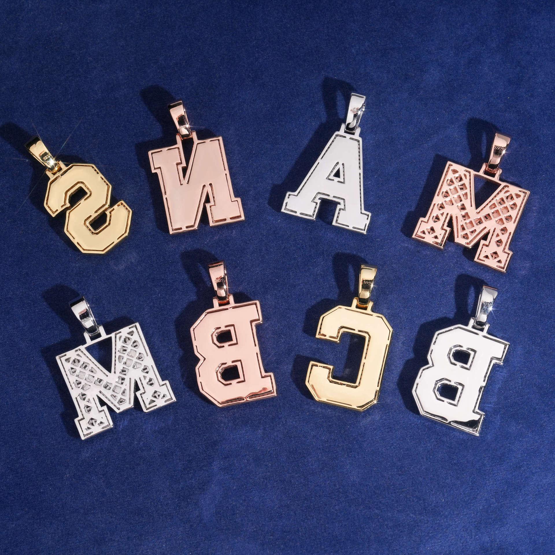 Unisex Letter Pendant – 925 Sterling Silver Moissanite Hip Hop Iced-Out Alphabet Jewelry - CaratixJewelry