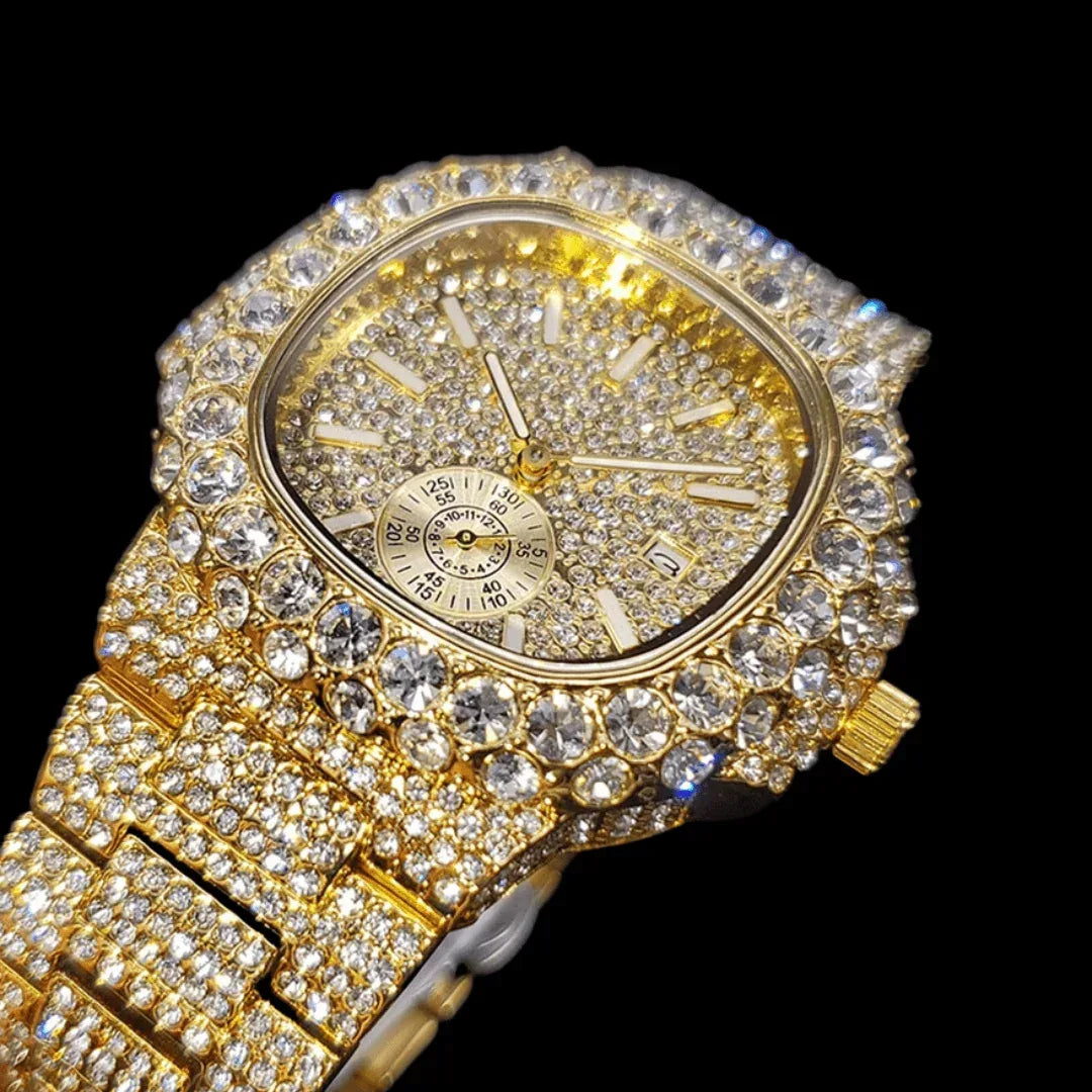 VVS Full Ice Date Special Minute Hand Iced Out Watch - CaratixJewelry