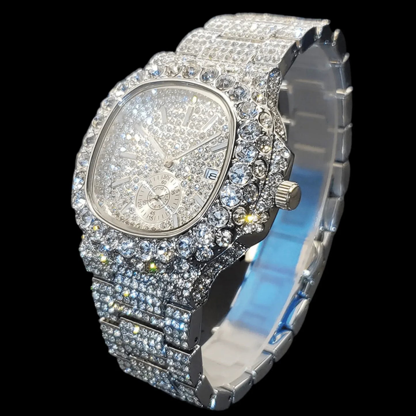 VVS Full Ice Date Special Minute Hand Iced Out Watch - CaratixJewelry