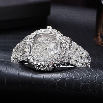 VVS Full Ice Date Special Minute Hand Iced Out Watch - CaratixJewelry