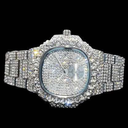 VVS Full Ice Date Special Minute Hand Iced Out Watch - CaratixJewelry