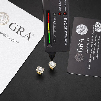 VVS Genuine Baguette Cut Solid 925 Silver Iced Earrings - CaratixJewelry